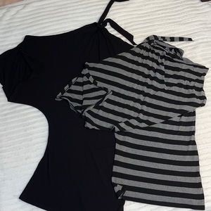 2 Arden B. Asymmetric Tied One Shoulder Tunics